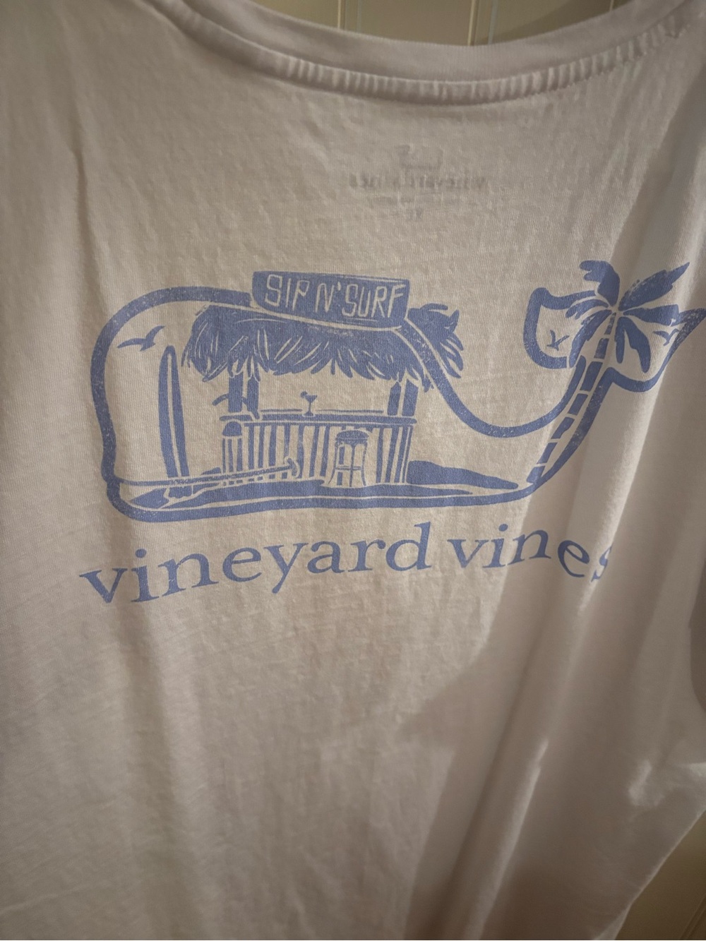 Vineyard Vines White Tee with Light Blue Whale Graphic
